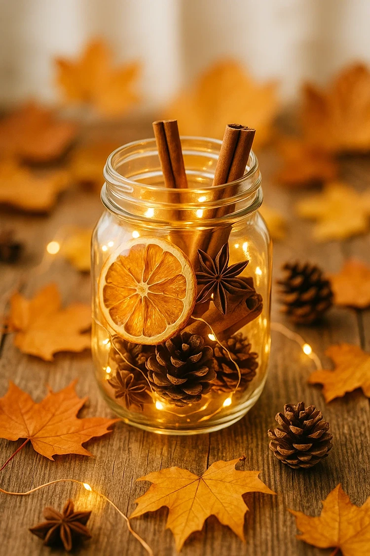 duftende herbstdeko im glas