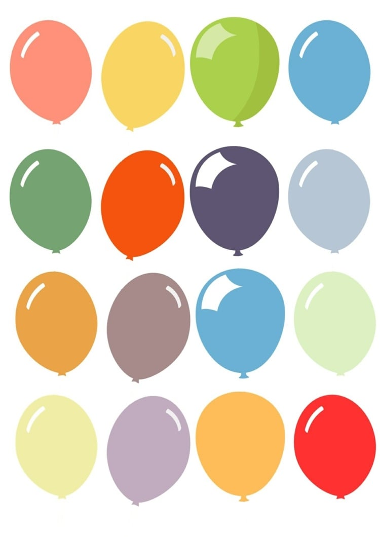Farbige Vorlagen für Luftballons zum Ausdrucken