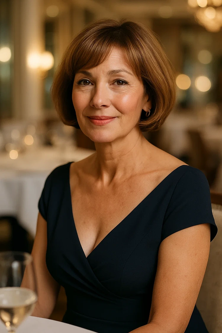 french bob ältere frauen kupferbraun