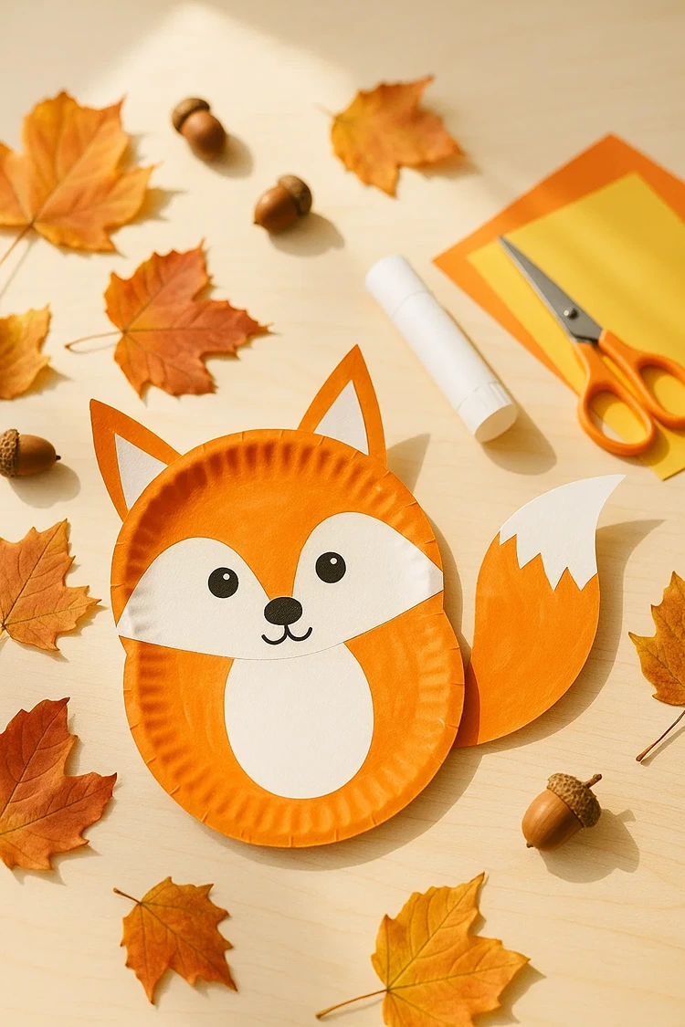 fuchs aus pappteller basteln im herbst