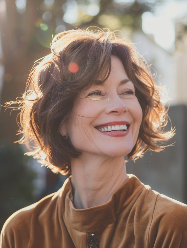 gestufte bob frisuren für ältere frauen, die jünger machen modern layered bob