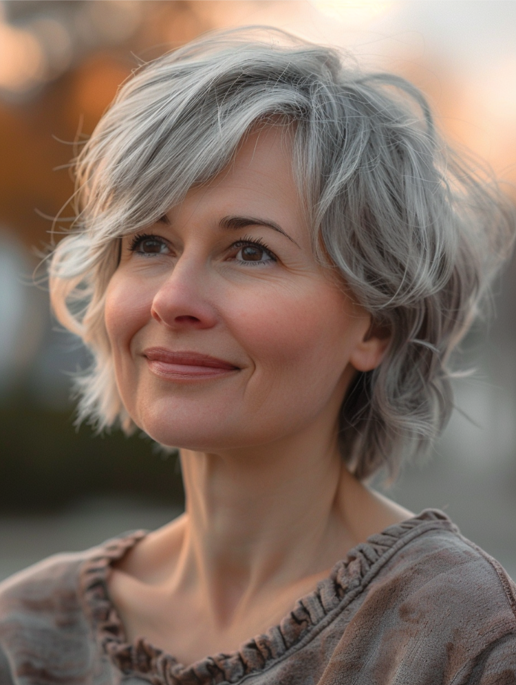 gestufte bob frisuren für ältere frauen, die jünger machen shaggy layered bob