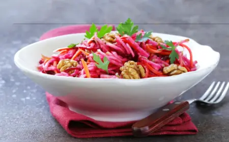 gesunde herbst salate ideen rote bete salat mit Äpfekn und walnüssen