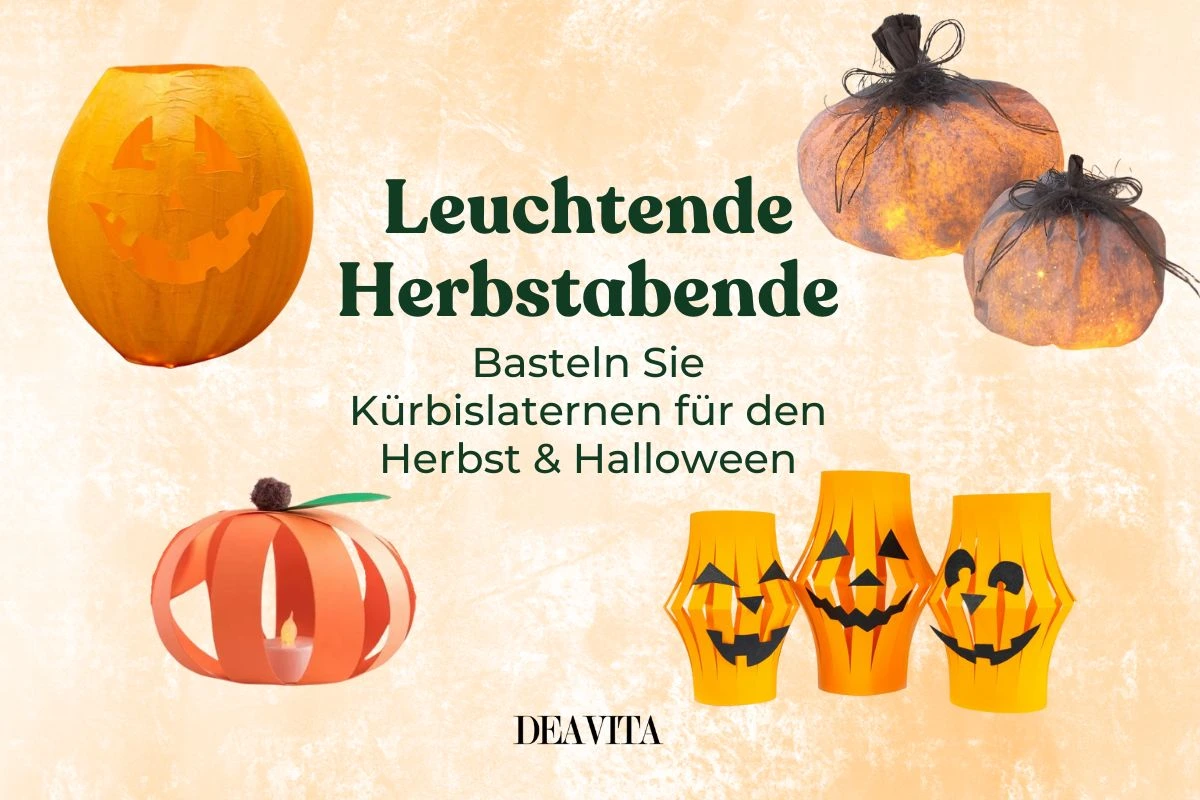 Kürbislaterne basteln ohne Kürbis - Ideen mit Papier, Pappmaché und Stoffen