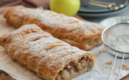 Leckeren Apfelstrudel mit Blätterteig einfach selber machen Rezept