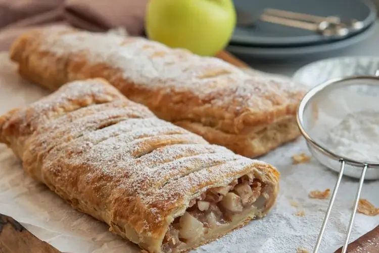 Leckeren Apfelstrudel mit Blätterteig einfach selber machen Rezept