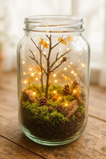 miniatur waldlandschaft im glas herbstdeko