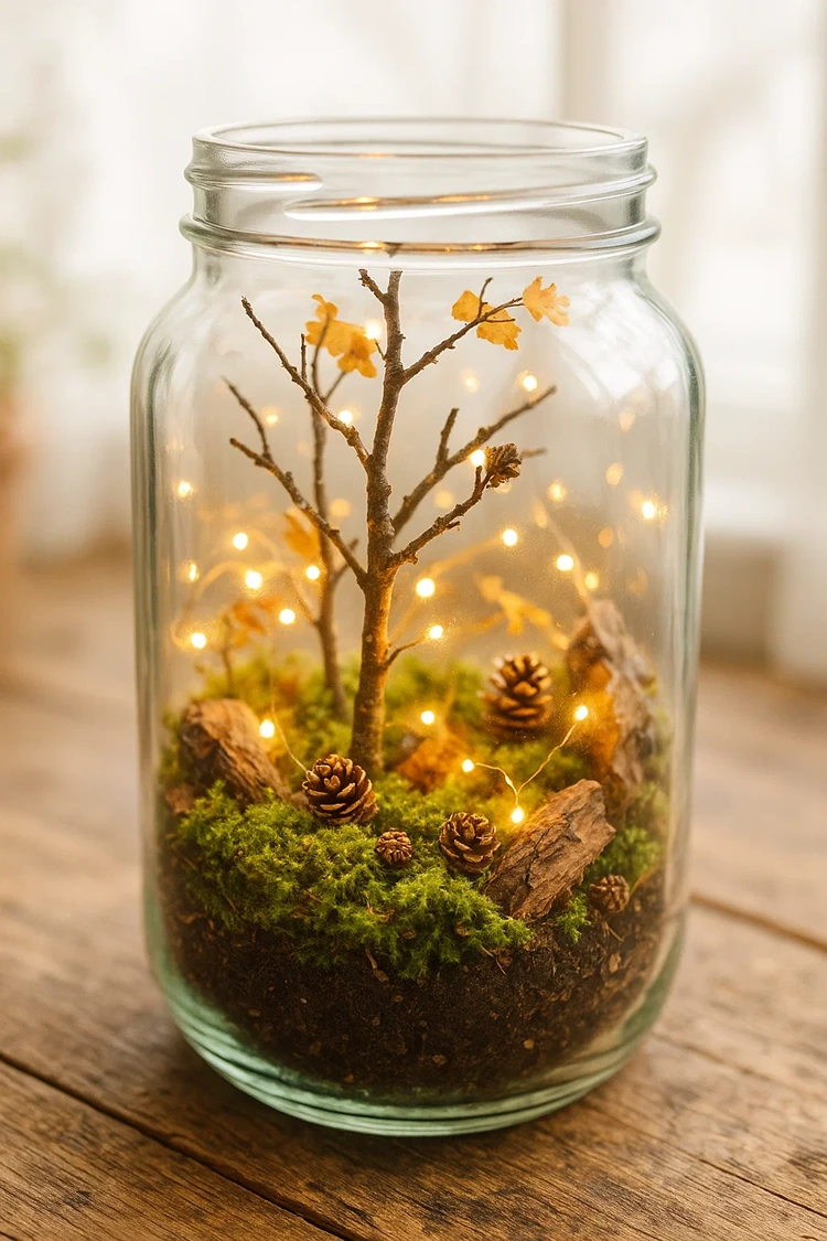 miniatur waldlandschaft im glas herbstdeko