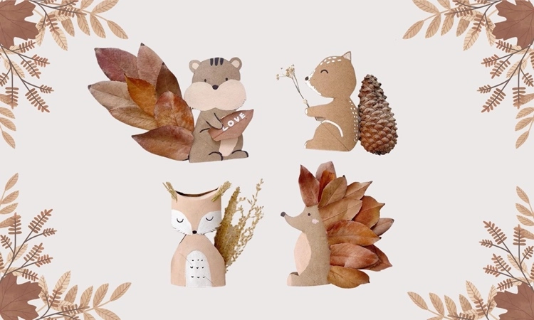 Tiere aus dem Wald basteln mit Klopapierrollen im Herbst