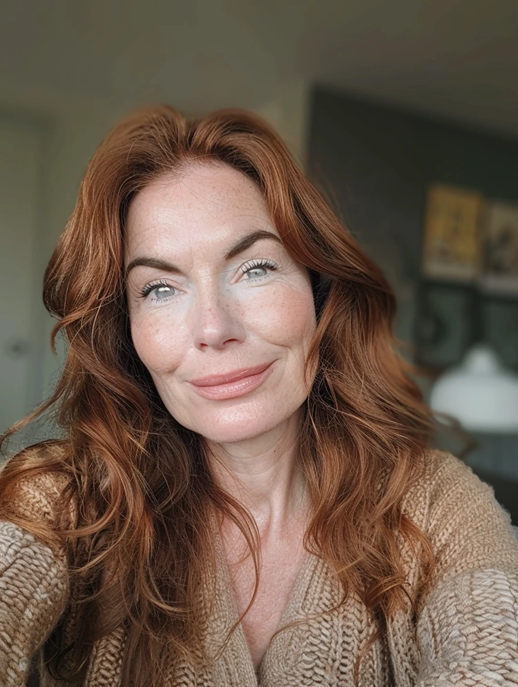 haarfarben ab 50 zimtrot lange wellige haare