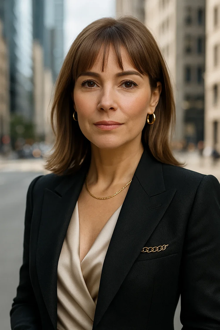 halblange frisuren mit pony micro curtain bangs