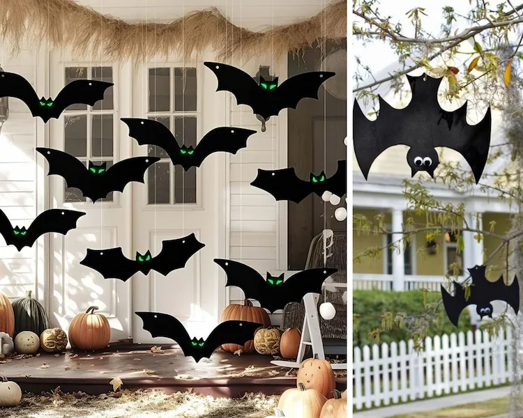 Halloween Dekoration 2023 - Fledermäuse aufhängen