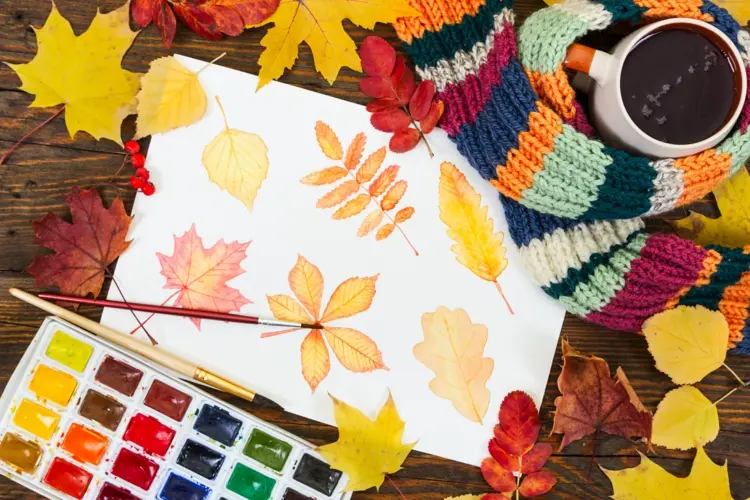 Herbstbilder malen mit Kindern und einfachen, kreativen Techniken