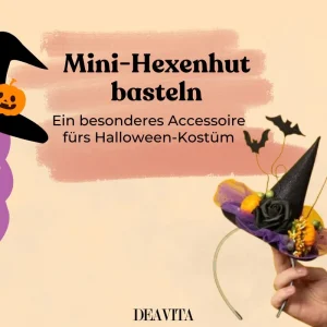 Hexenhut basteln fürs Halloweenkostüm - Mini-Accessoire mit Haarreif
