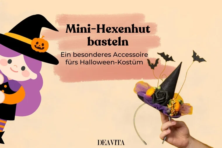 Hexenhut basteln fürs Halloweenkostüm - Mini-Accessoire mit Haarreif