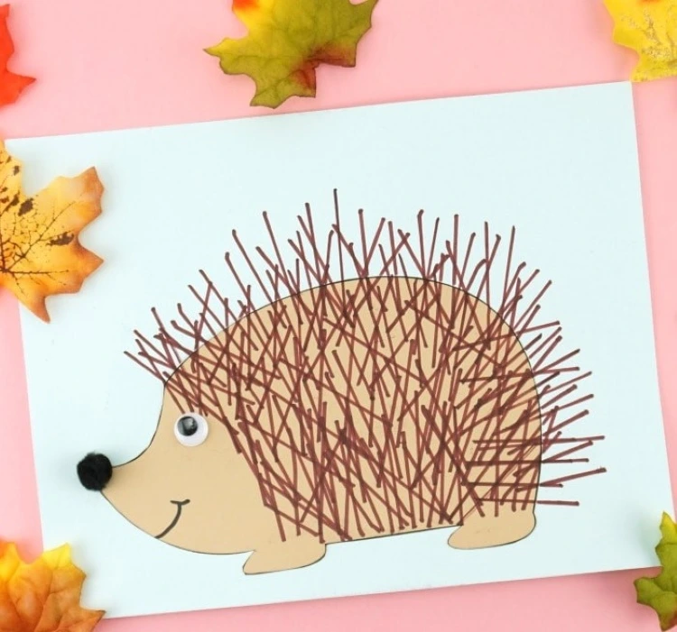 Igel malen mit Lineal und Vorlage DIY Idee für Kinder in der Grundschule