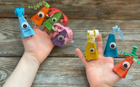 Monster-Fingerpuppen basteln mit Eierkarton zu Halloween