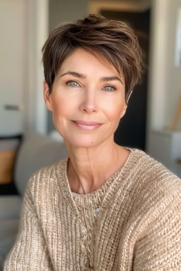 pixie cut schokobraune haare frauen ab 50