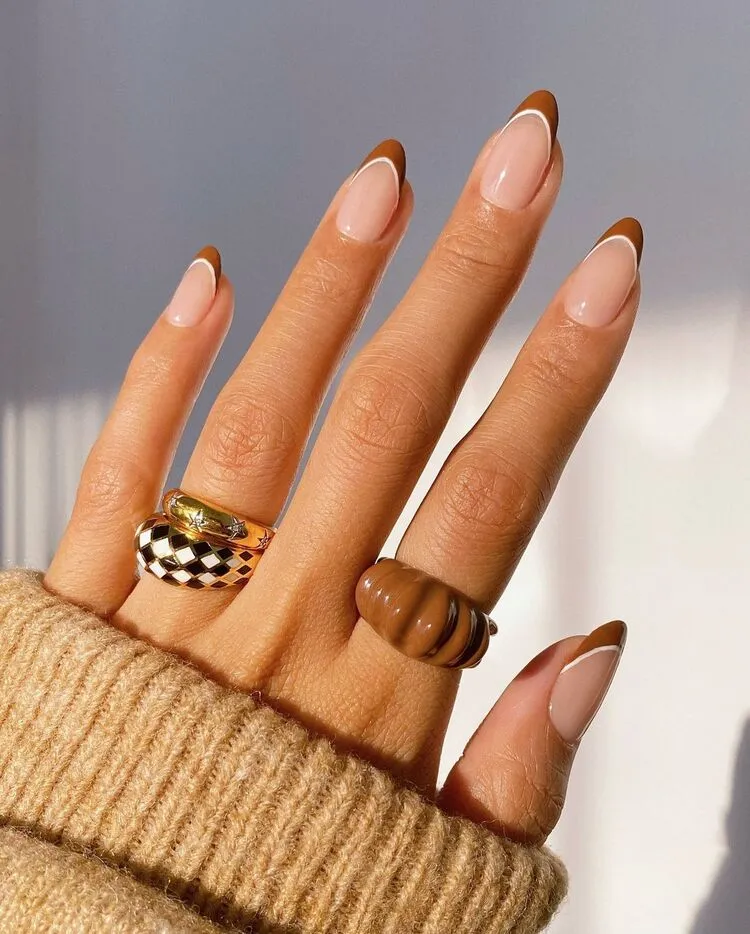 pumpkin spice french nails 2023