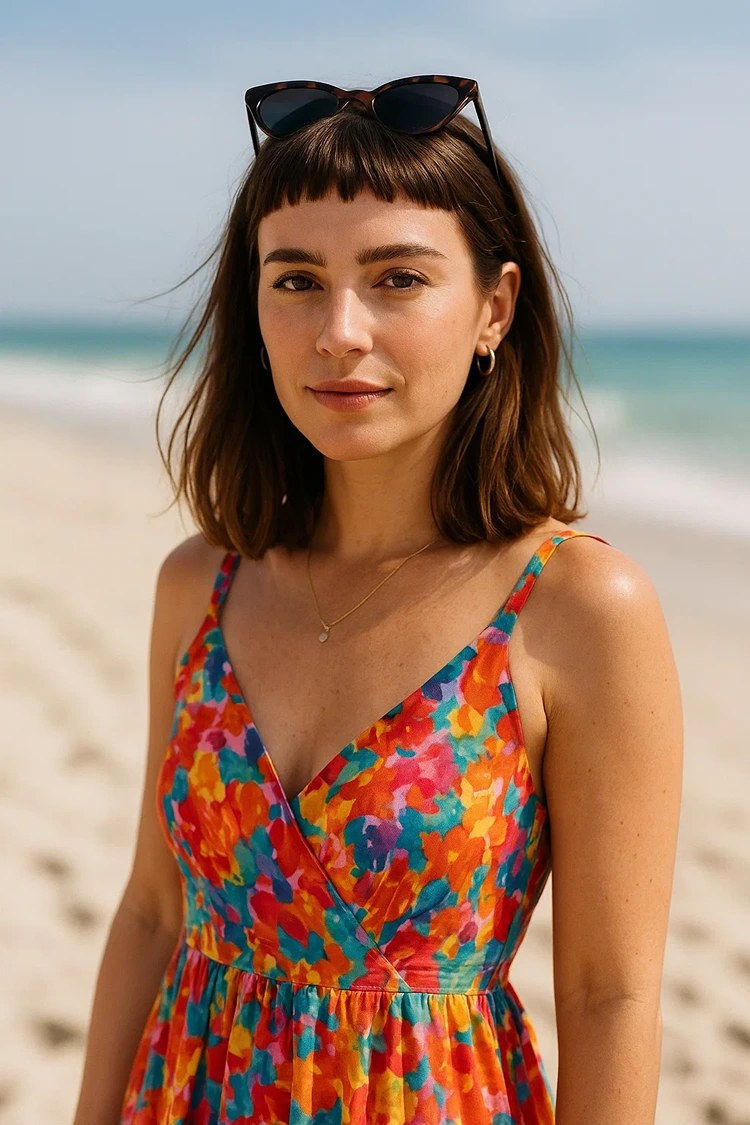 schulterlange haare mit baby bangs