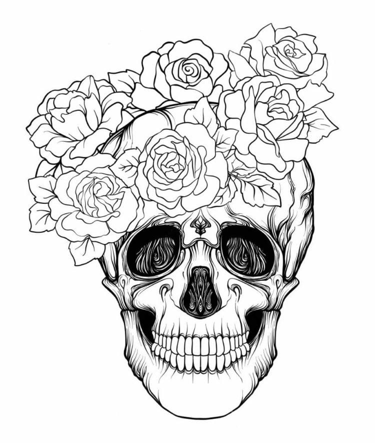 Totenkopf mit Rosen für Erwachsene und Senioren