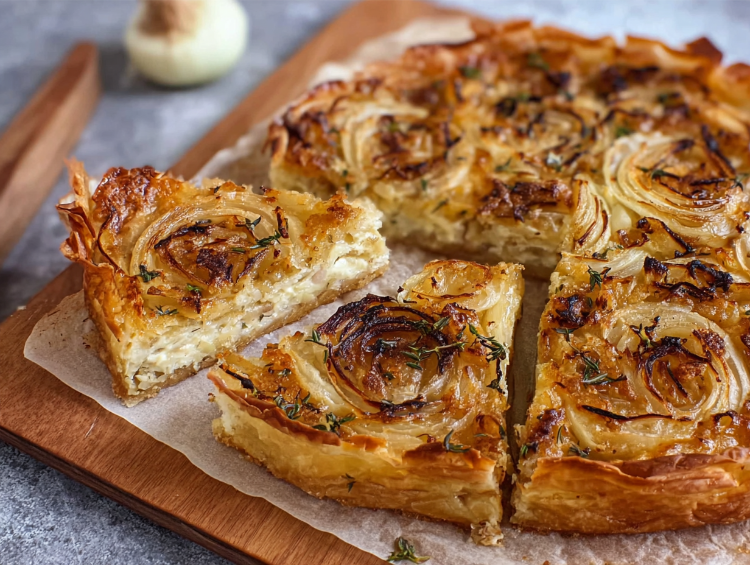 zwiebelkuchen mit blätterteig