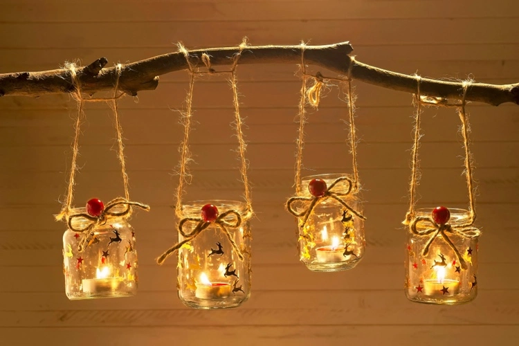 adventskranz hängend gestalten mit teelichthaltern