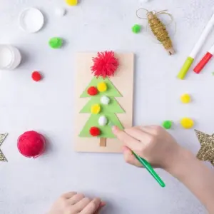 bastelideen mit kleinkindern zu weihnachten grußkarte