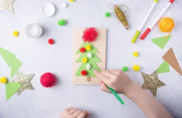 bastelideen mit kleinkindern zu weihnachten grußkarte