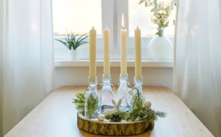 diy adventskranz mit glas flaschen auf holzscheibe