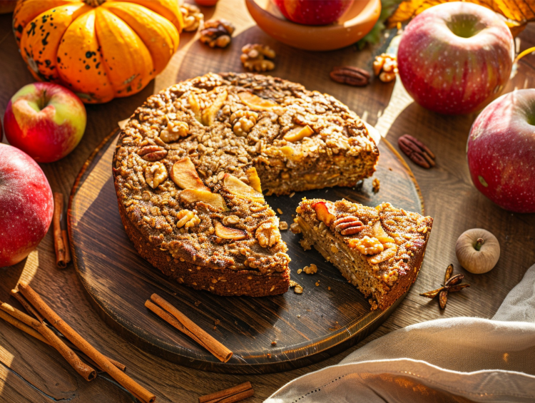 kürbis apfel kuchen mit haferflocken für den herbst