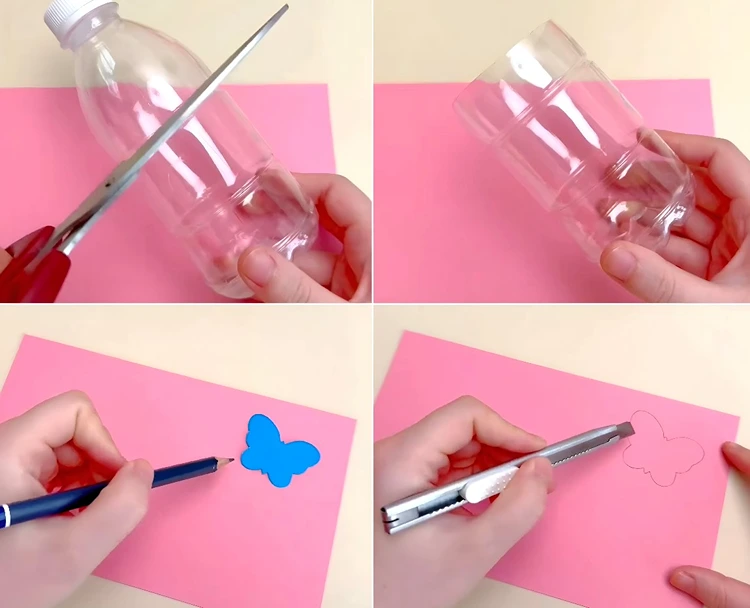 Laterne basteln für den Martinsumzug aus einer PET-Flasche und Papier