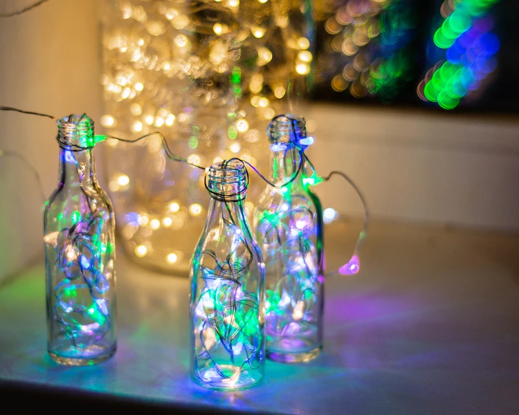 lichterketten und glasflaschen upcyceln