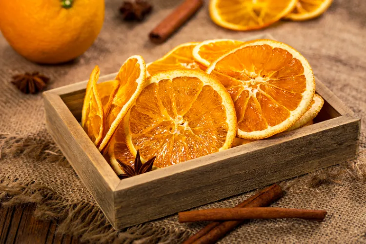 orangenscheiben trocknen dörrautomat weihnachtsdeko mit naturelementen