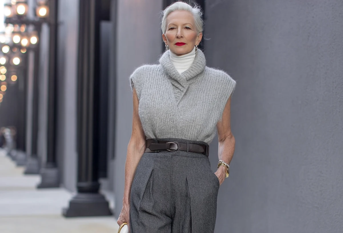 Pullunder ab 50 richtig stylen mit Hose Outfit Ideen