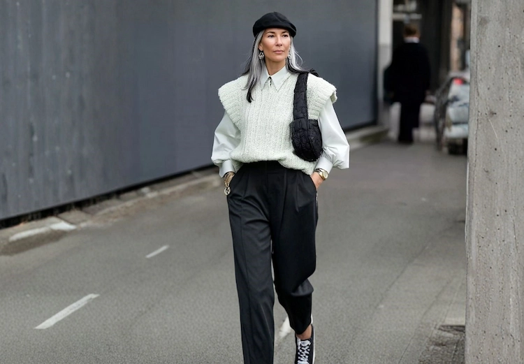 pullunder und stoffhose bürotauglich stylen