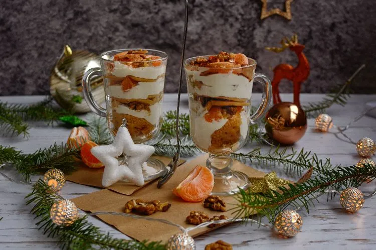 schnelle weihnachtsdesserts orangen lebkuchen dessert im glas