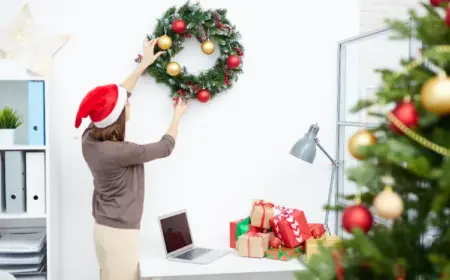 türkranz selber gestalten weihnachtsdeko fürs büro ideen