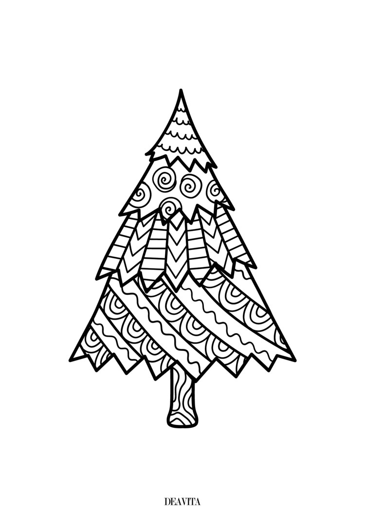 weihnachtsbaum ausmalbild für erwachsene in der adventszeit