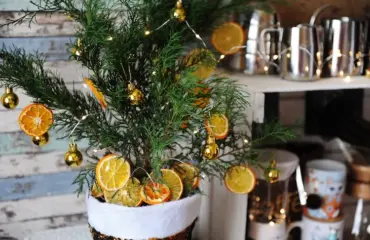 weihnachtsdeko mit Ästen und zweigen