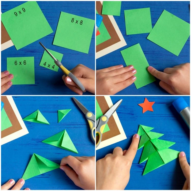 weihnachtskarte mit papier tannenbaum kreieren anleitung