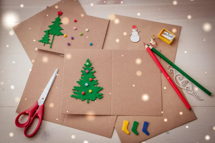 weihnachtskarten mit filz dekorieren diy karten zu weihnachten ideen