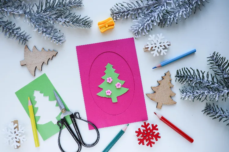 weihnachtskarten mit filz zu weihnachten basteln mit kindern ideen