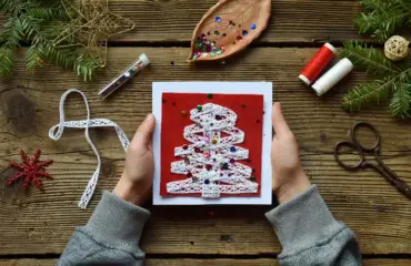 weihnachtskarten mit kindern basteln karten mit filz dekorieren