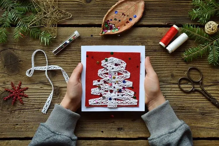 weihnachtskarten mit kindern basteln kreative ideen