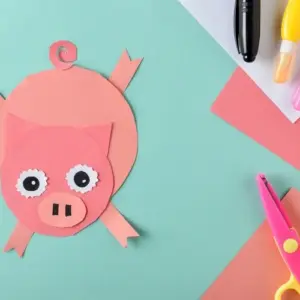 liegendes glücksschwein basteln mit papier für kinder
