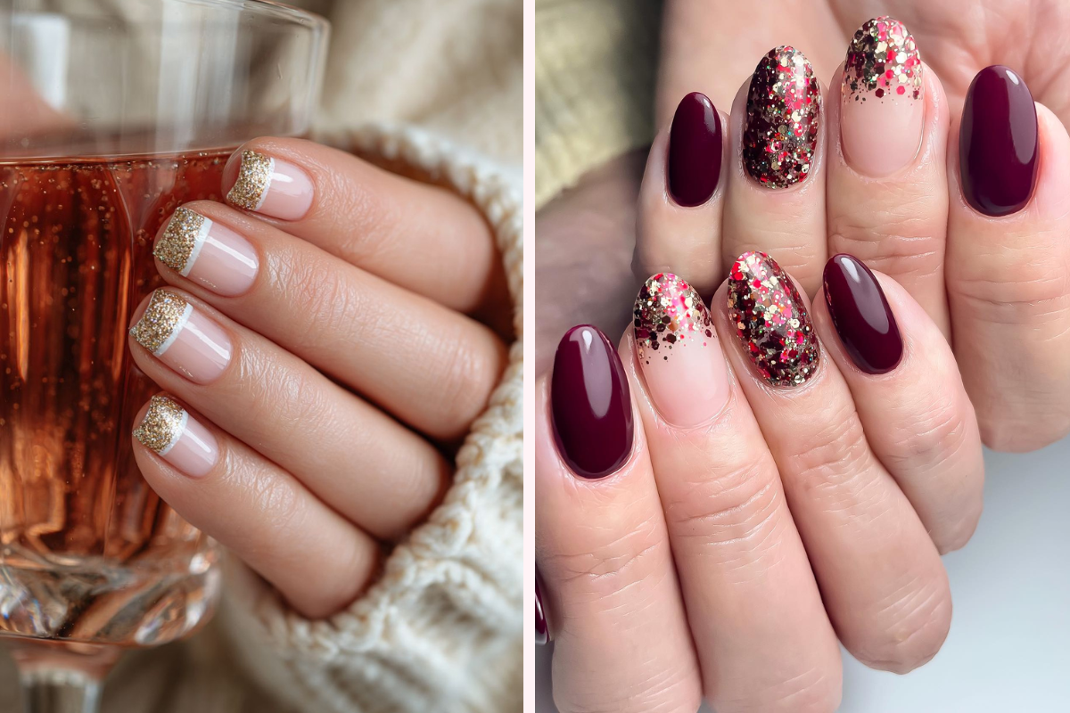 nägel mit glitzer silvester 2025