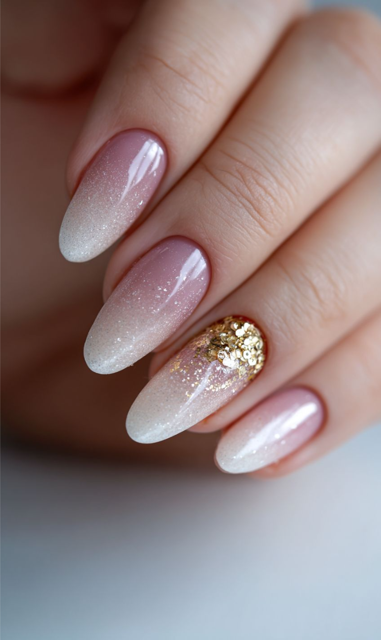 ombre nägel mit glitzer für silvester 2025