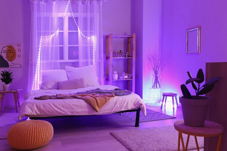 romantisches ambiente nach den schlafzimmer trends 2024 mit passender beleuchtung erzeugen