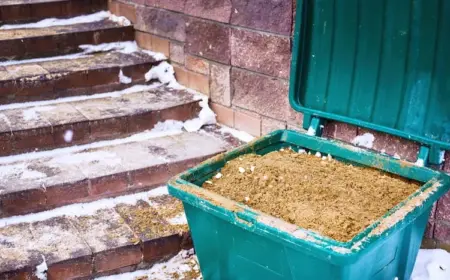 traktion auf trittstufen mit katzenstreu oder sand verbessern und eis auf treppe entfernen